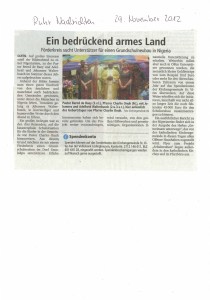 Zeitungsbericht: Förderkreis sucht Unterstützer für Schulbau in Nigeria, Ruhrnachrichten, 29.11.2012